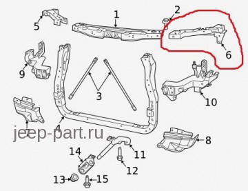 Кронштейн крепления радиатора левый Jeep Grand Cherokee WK2 2010-2016