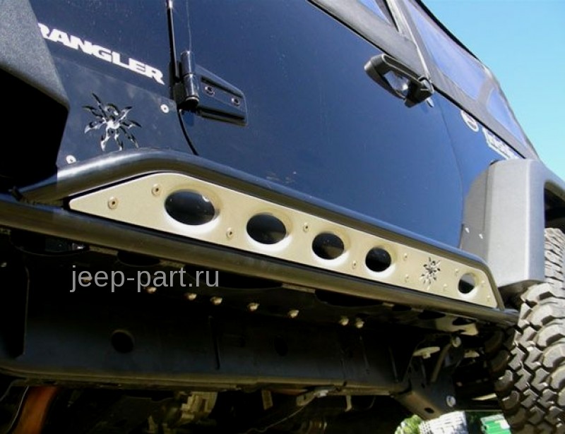 Пороги усиленные серые SPYDER Jeep Wrangler JK 4D
